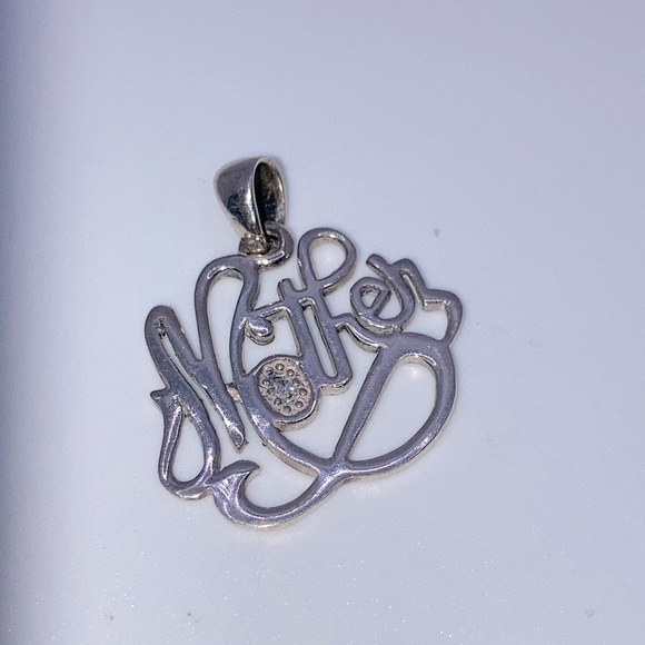 Vtg Sterling & Diamond Mother Mom Pendant .9” - Picture 1 of 4